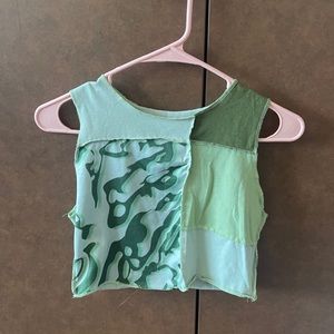 Green Colorblock Crop Top